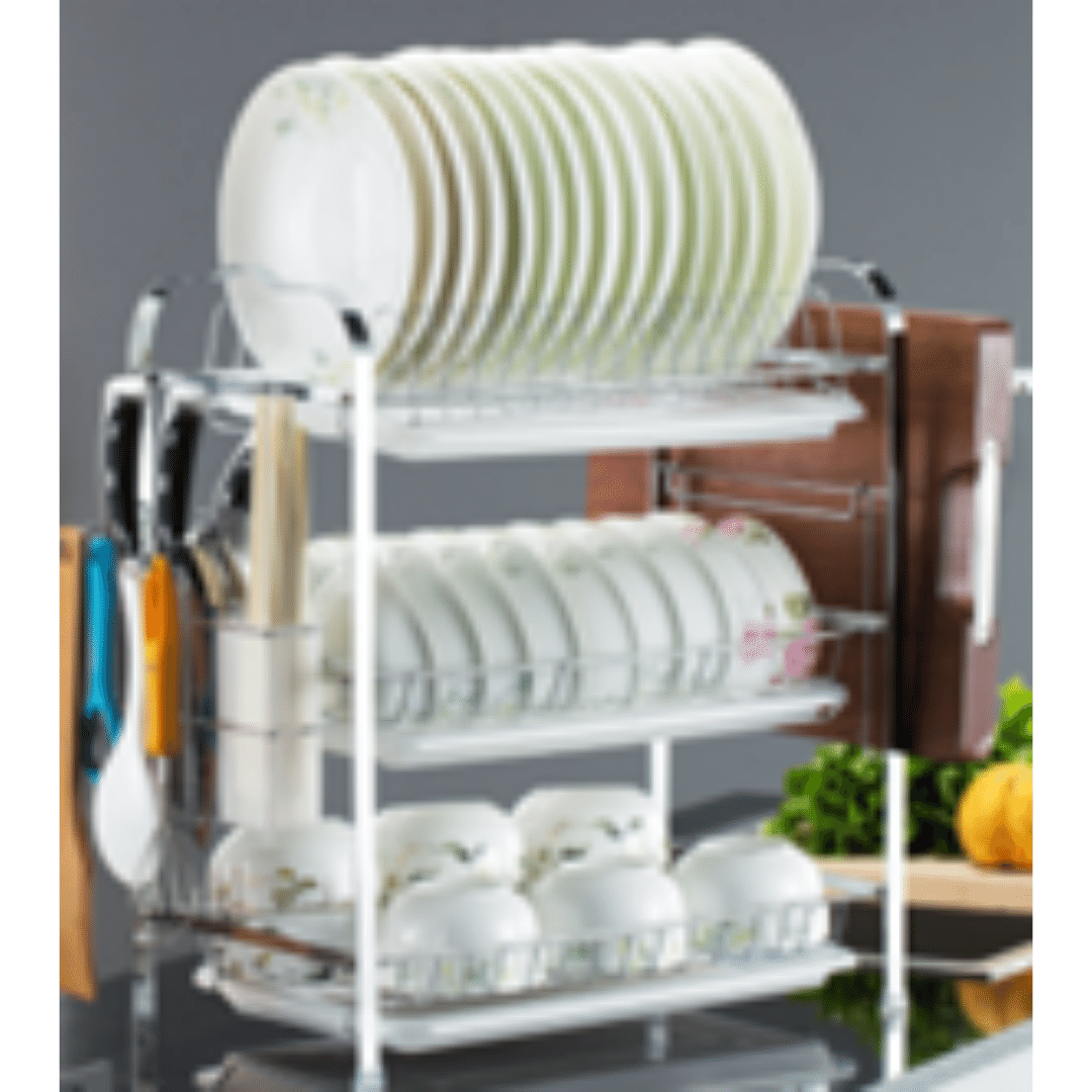 3-Tier Multifunctional Dish Rack - White
