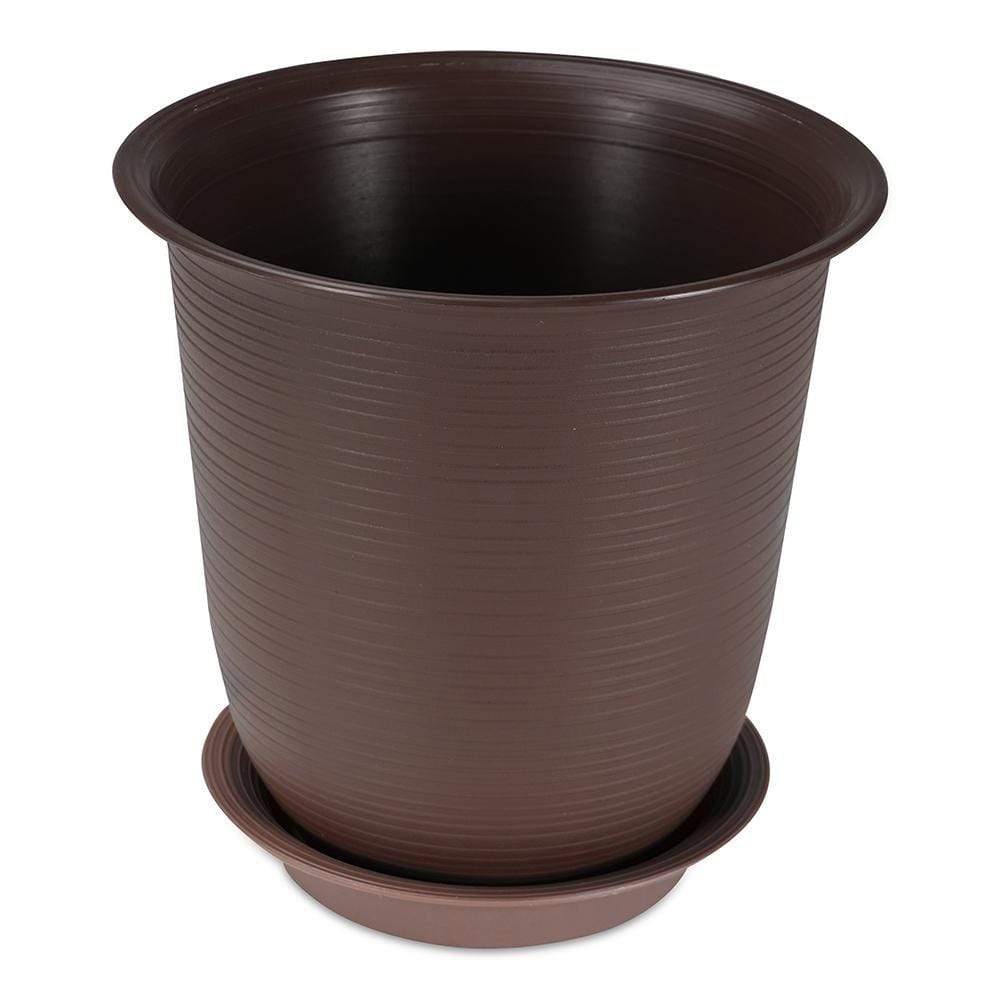 Felton Round Flower Pot With Saucer Brown FBL2460