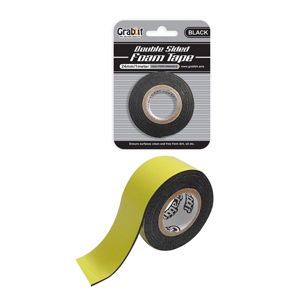 Grabbit Double Sided Foam Tape 24mm (Black)
