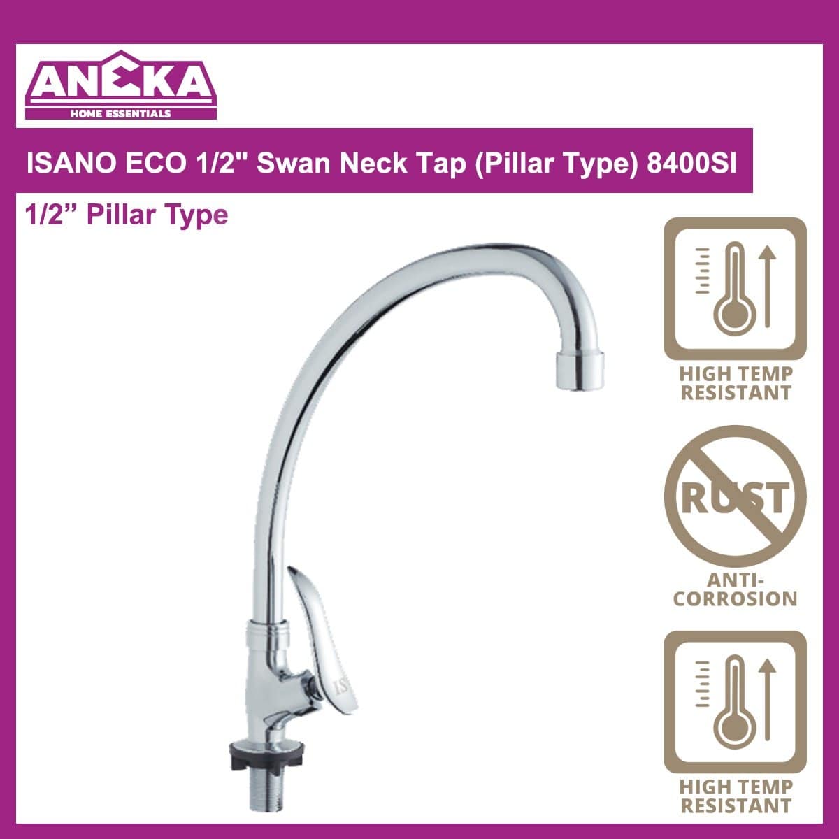 ISANO ECO 1/2" Swan Neck Tap (Pillar Type) 8400SI