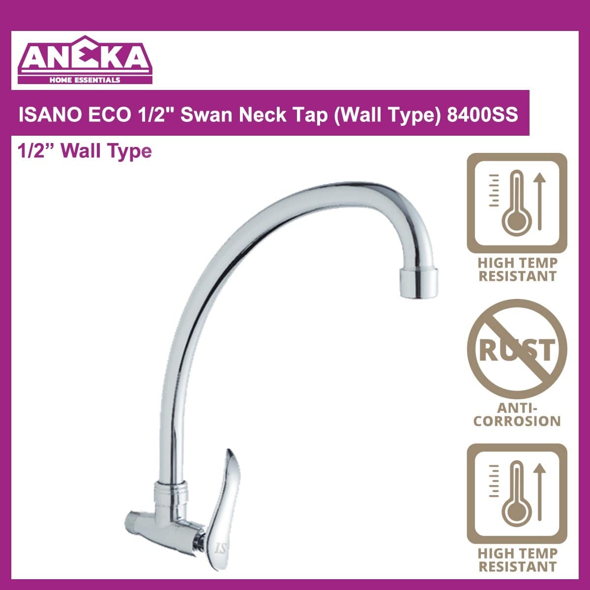 ISANO ECO 1/2" Swan Neck Tap (Wall Type) 8400SS