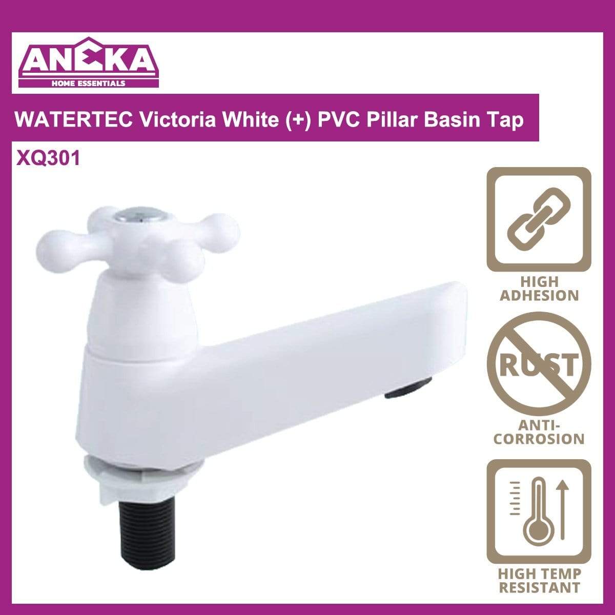 WATERTEC Victoria White (+) PVC Pillar Basin Tap XQ301