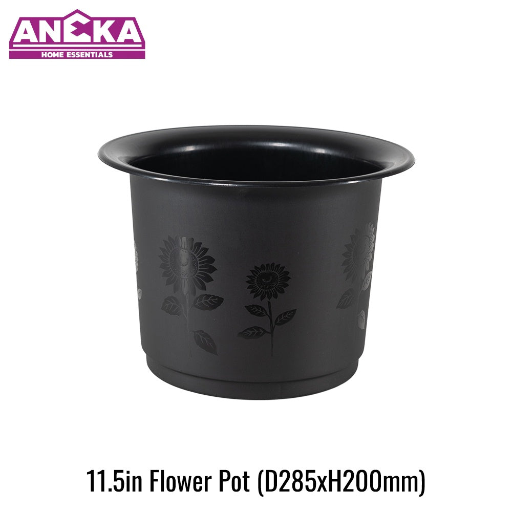 11.5 Inch Black Flower Pot D285xH200mm BT7215