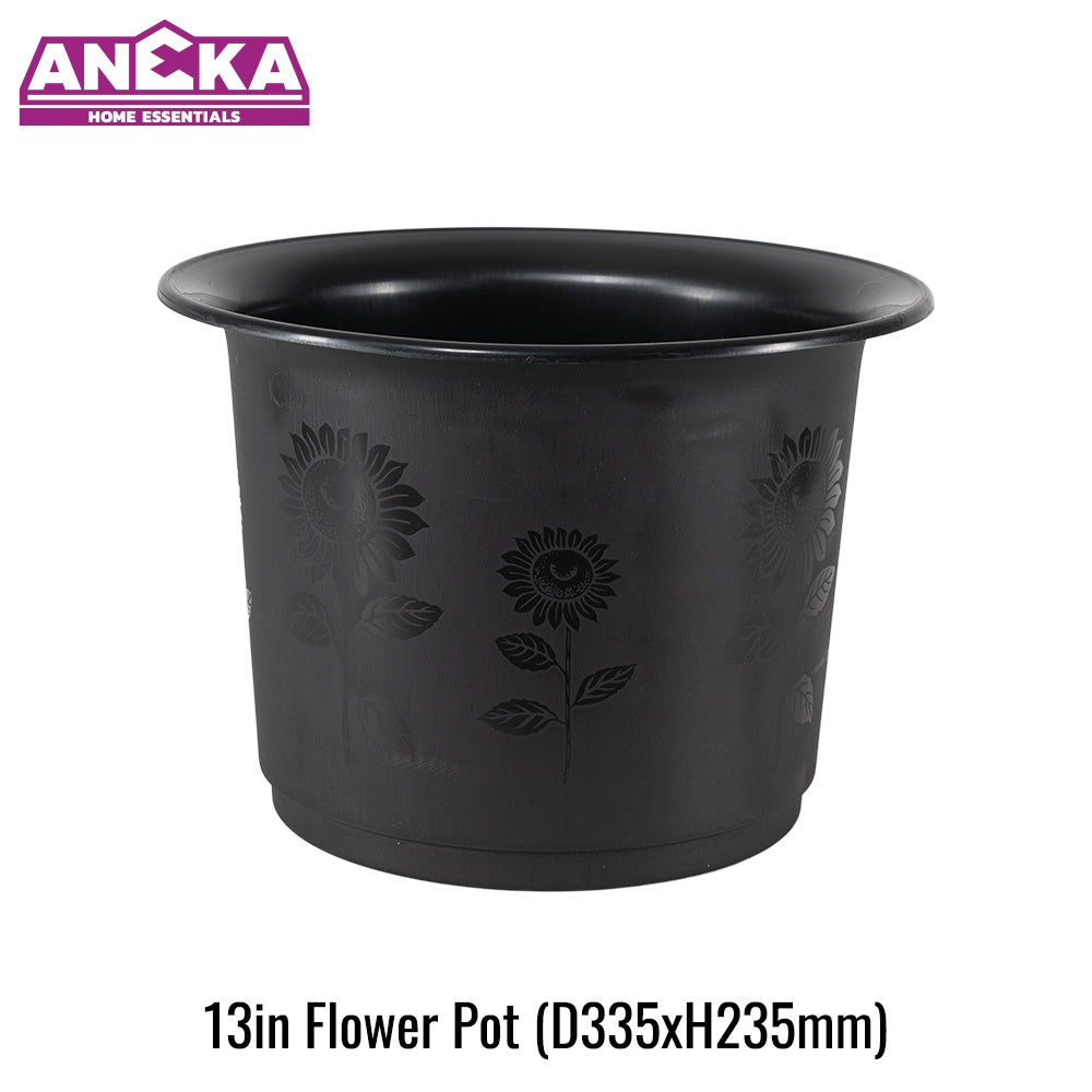 13 Inch Black Flower Pot D335xH235mm BT7216
