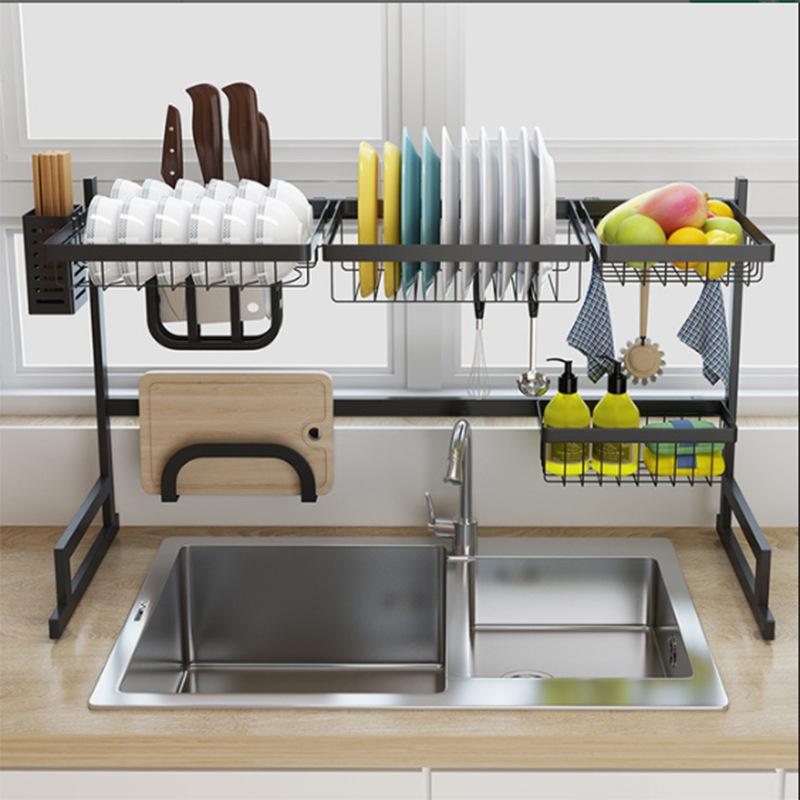 2 Tier Stainless Steel Over The Sink Kitchen Dish Rack