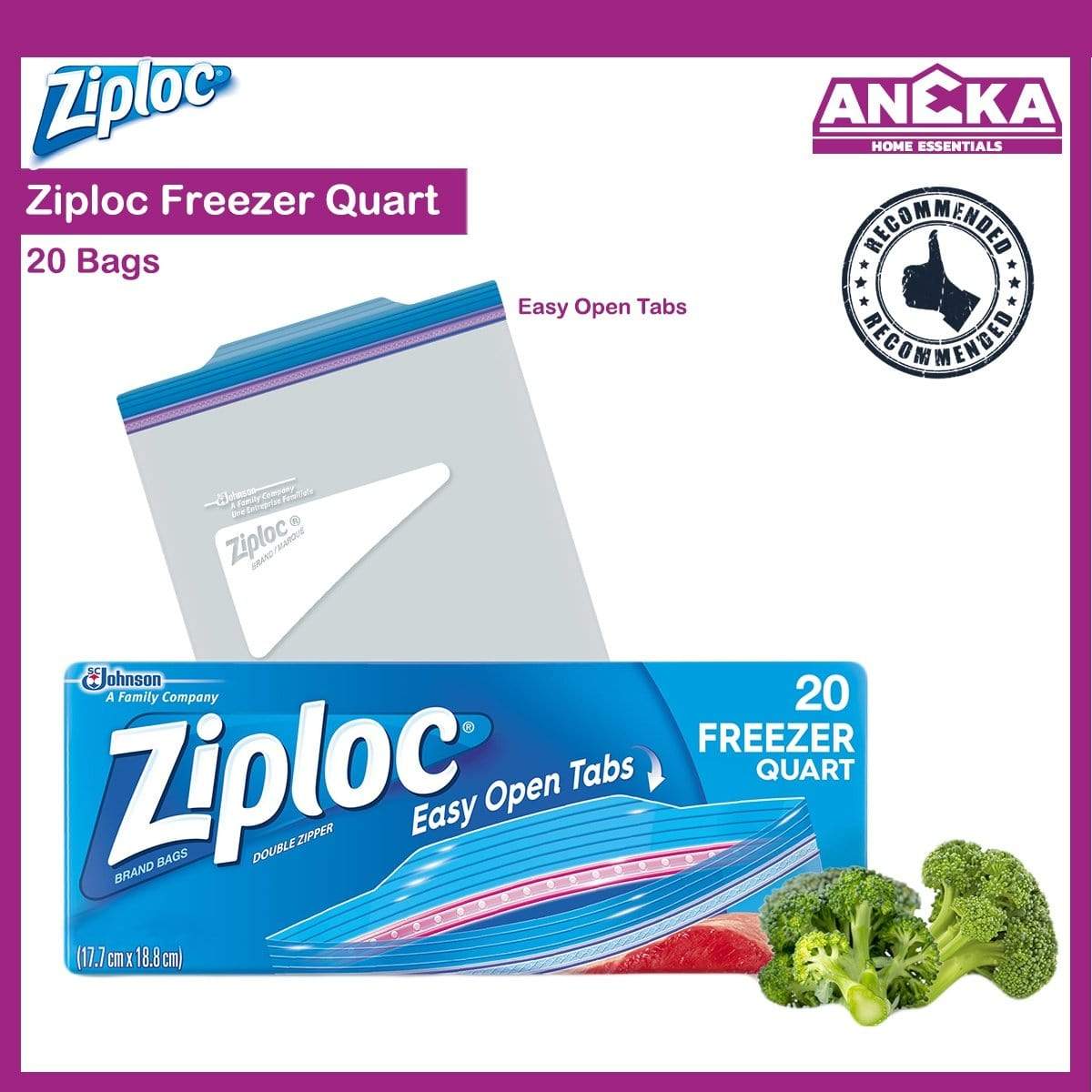 Ziploc freezer quart eot bag 20s