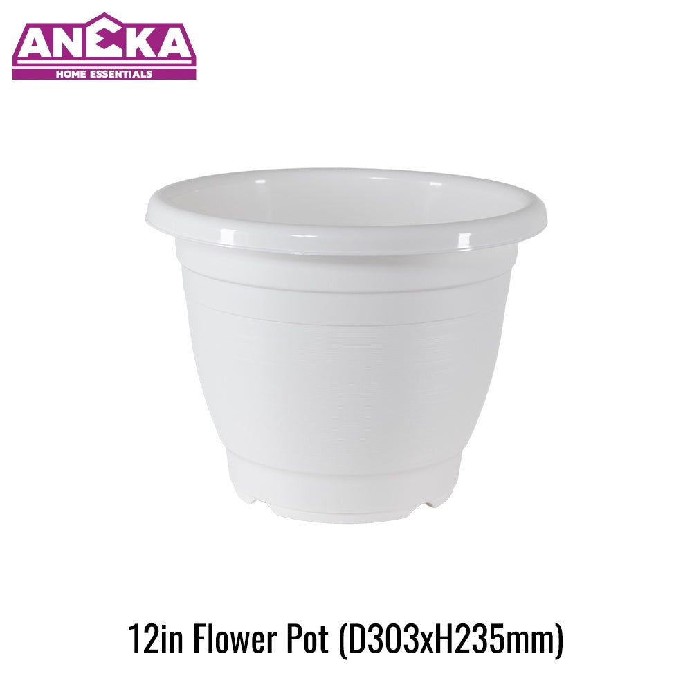 12 Inch White Flower Pot D303xH235mm BT7015