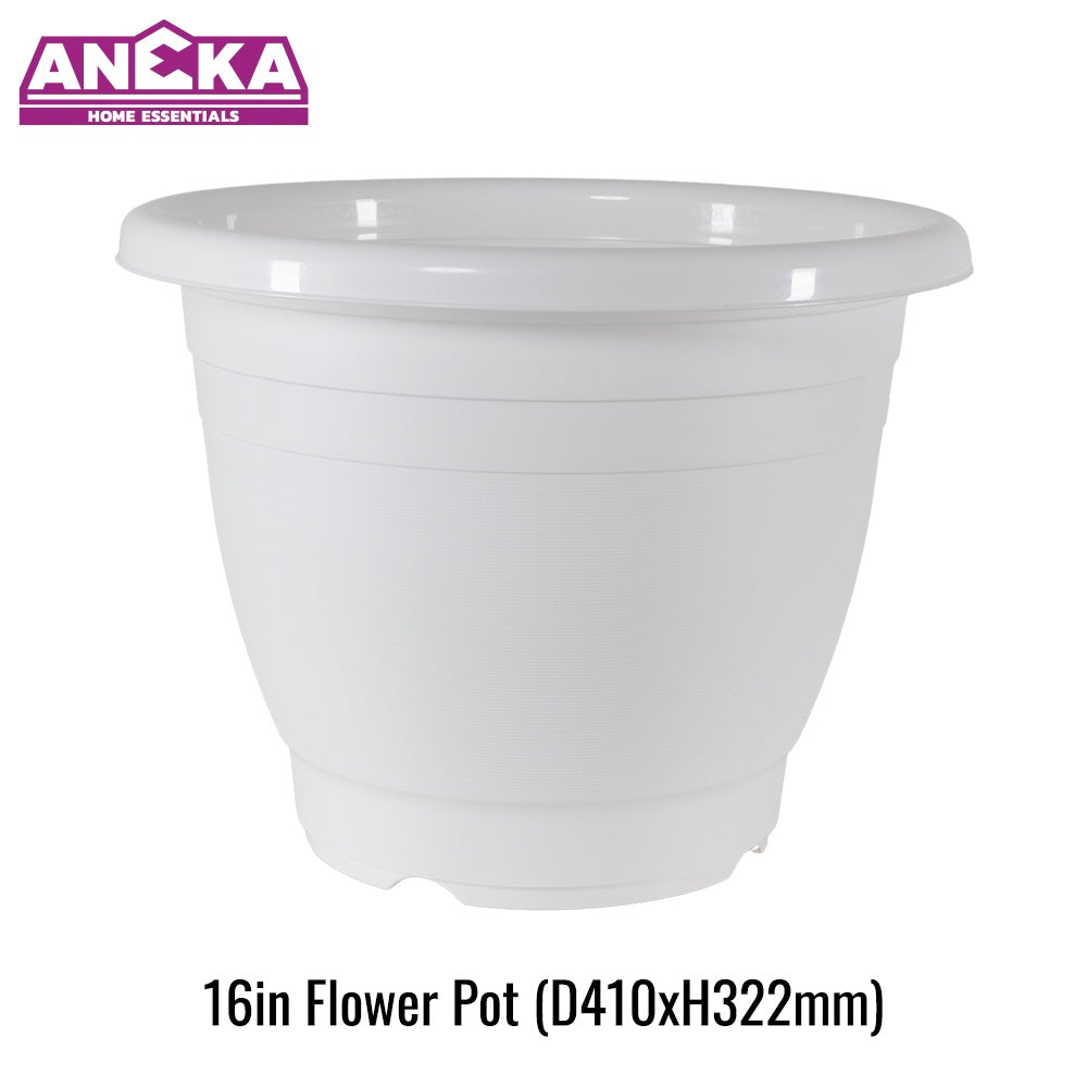 16 Inch White/Blue Flower Pot D410xH322mm BT7017