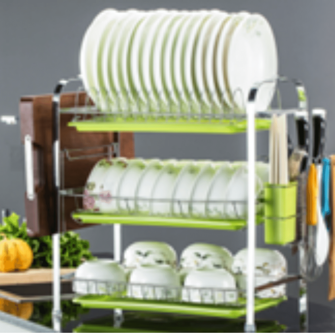 3-Tier Multifunctional Dish Rack - Green