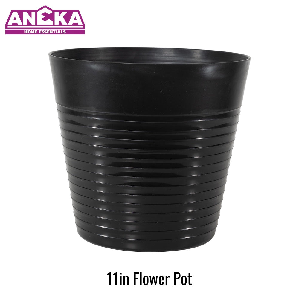 11 Inch Black Flower Pot D282xH260mm BT7207