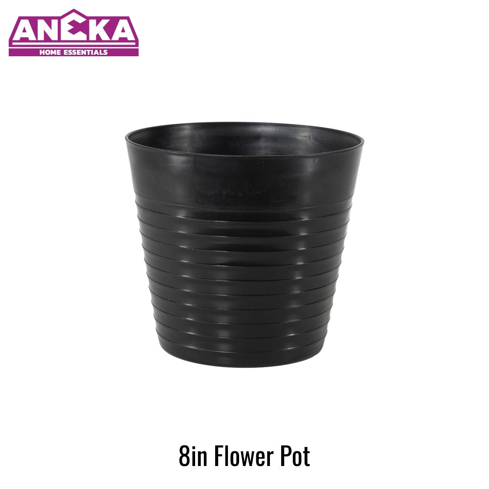 8 Inch Black Flower Pot D203xH180mm BT7204