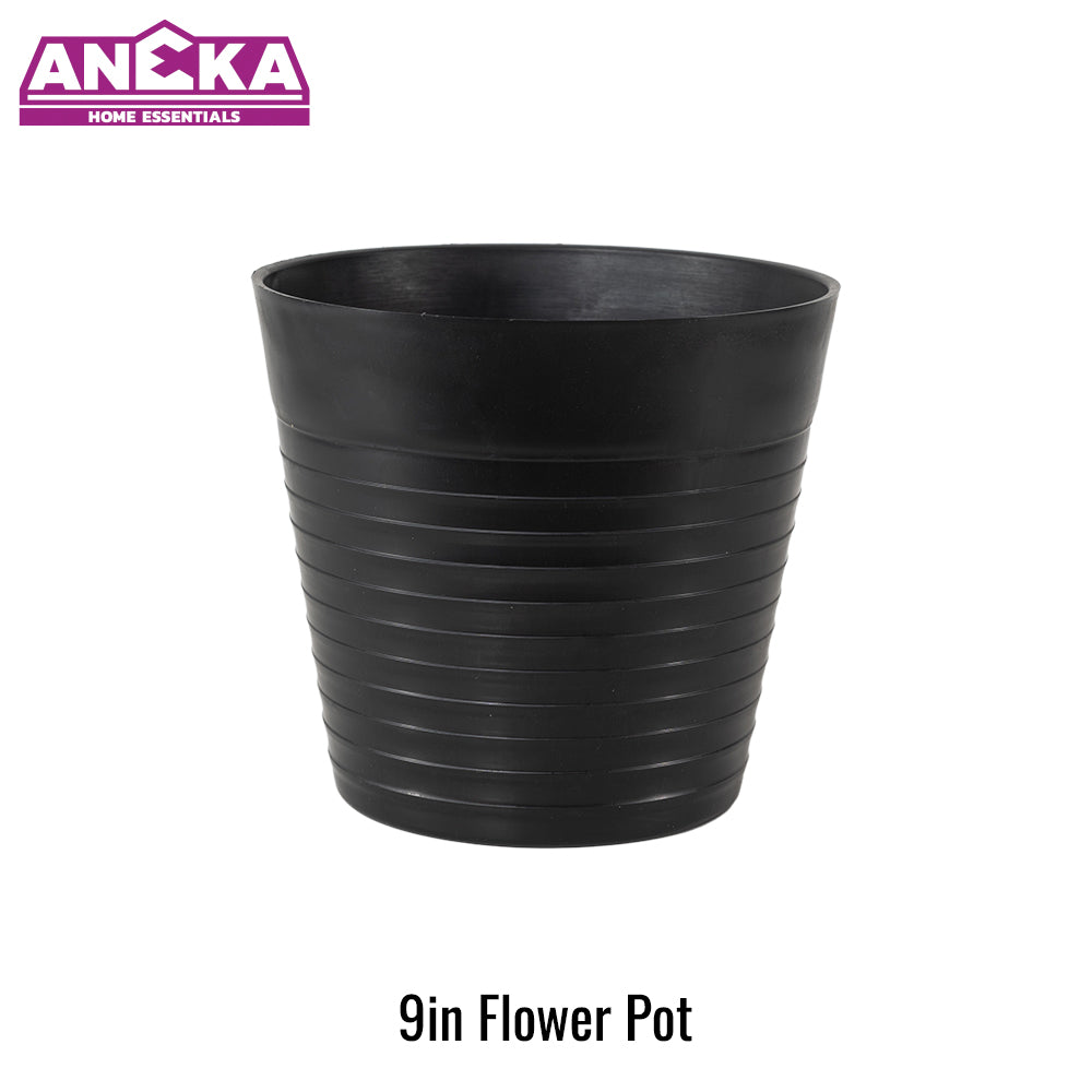 9 Inch Black Flower Pot D223xH202mm BT7205
