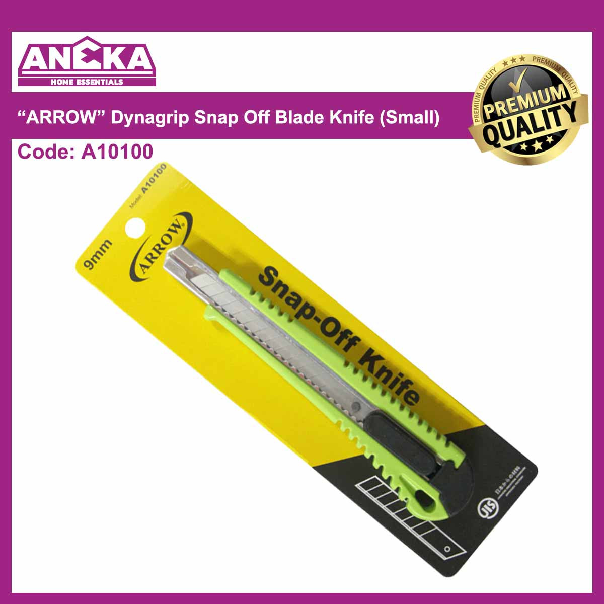 A10100 "Arrow" Dynagrip Snap Off Blade Knife 9mm