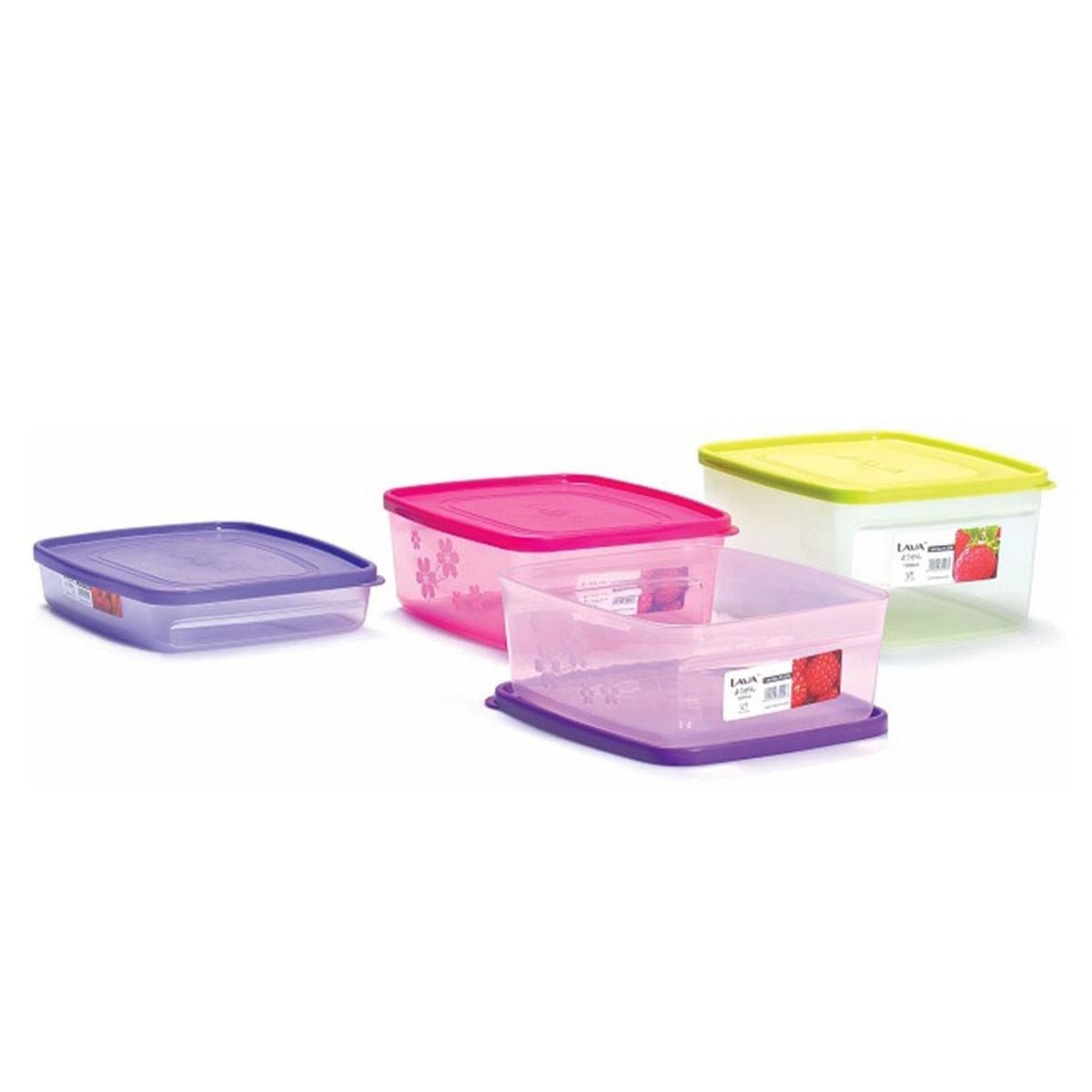 Tupperware Plastic Container- 500 mL, 1.2L 4 Pcs, Purple, Size: Small