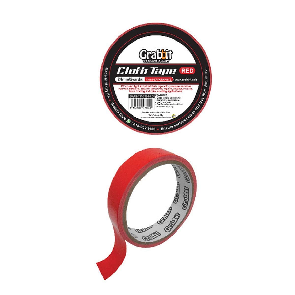Grabbit Cloth Tape 24mm (Red) 2pc