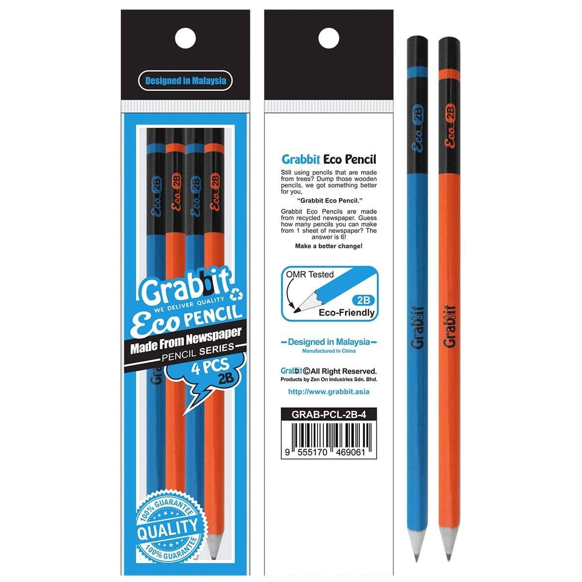 Grabbit Newspaper Pencil 2B (4pcs/pack)
