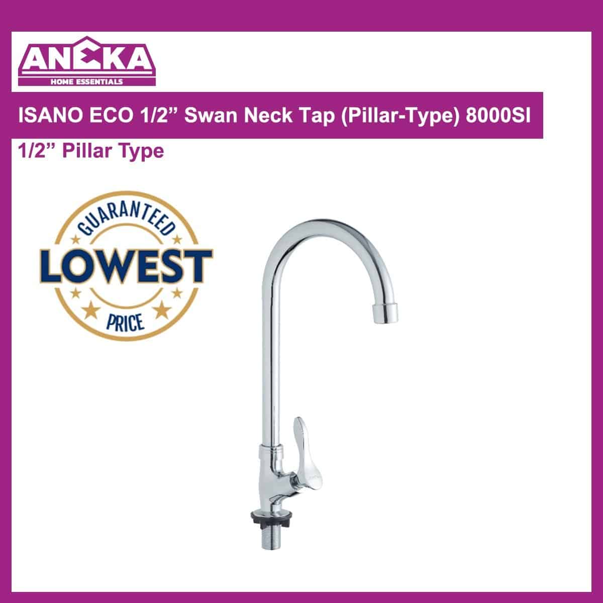 Isano Eco 1/2" Swan Neck Tap (Pillar-Type) 8000SI