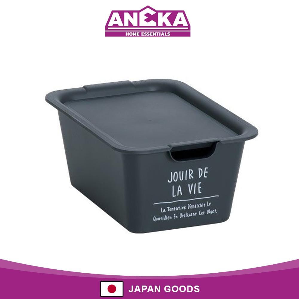 Japanese Plastic Small Storage Box with Lid Black