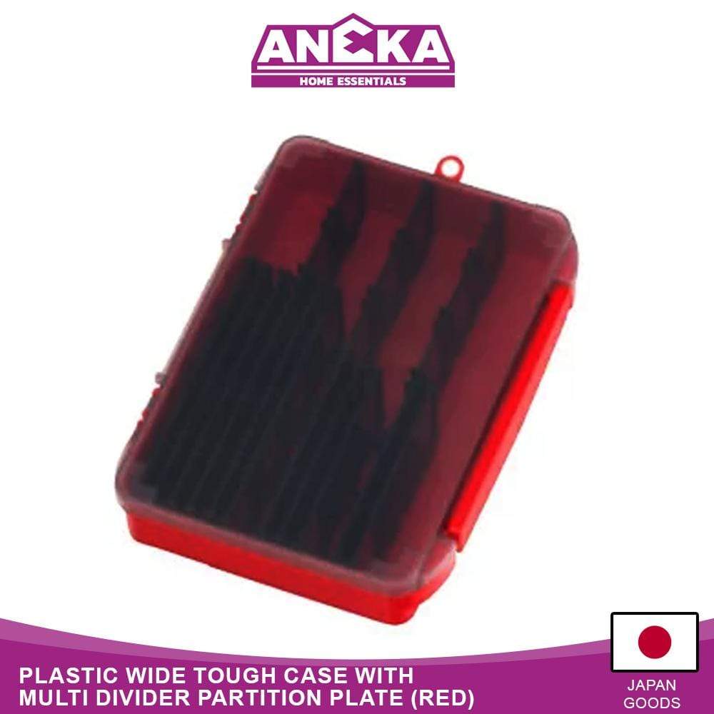 Japanese Plastic Wide Tough Case With Multi Divider Partition Plate (Red)