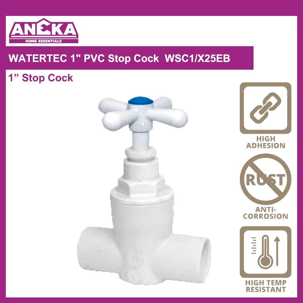 WATERTEC 1" PVC Stop Cock WSC1/X25EB